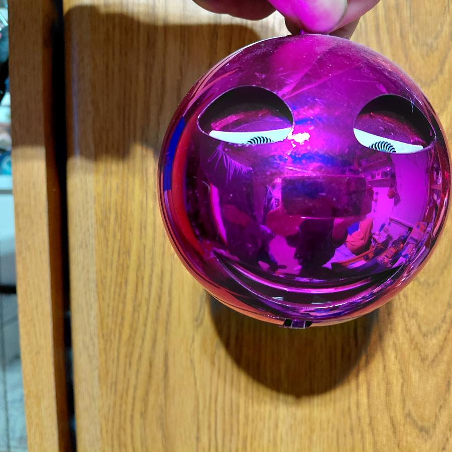 Purple Smiley Face Decorative Ball with Eyes alt 2